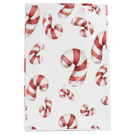 Bolsa De Regalo Mediana Navidades de Watercolor Candy Canes