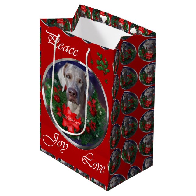 Bolsa De Regalo Mediana Navidades de Weimaraner Lovers (Angulo Anverso)