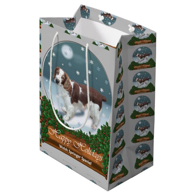 Bolsa De Regalo Mediana Navidades de Welsh Springer Spaniel (Angulo reverso)