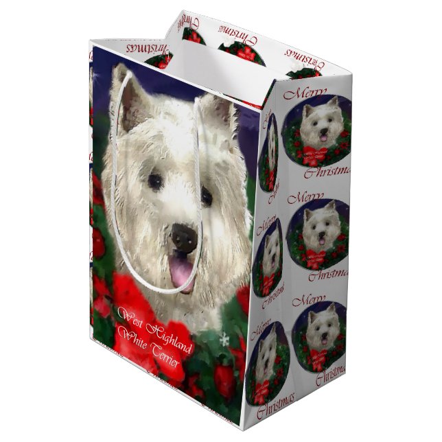 Bolsa De Regalo Mediana Navidades de West Highland White Terrier (Angulo reverso)