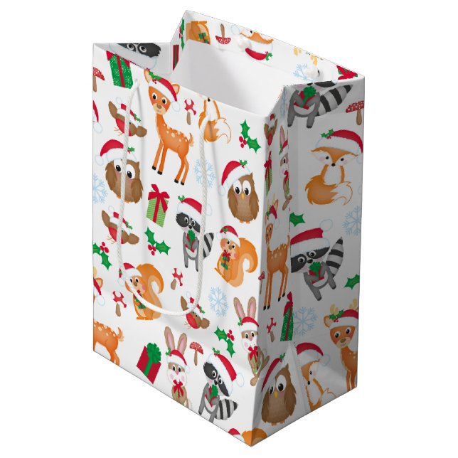 Bolsa De Regalo Mediana Navidades de Woodland Animal (Angulo Anverso)