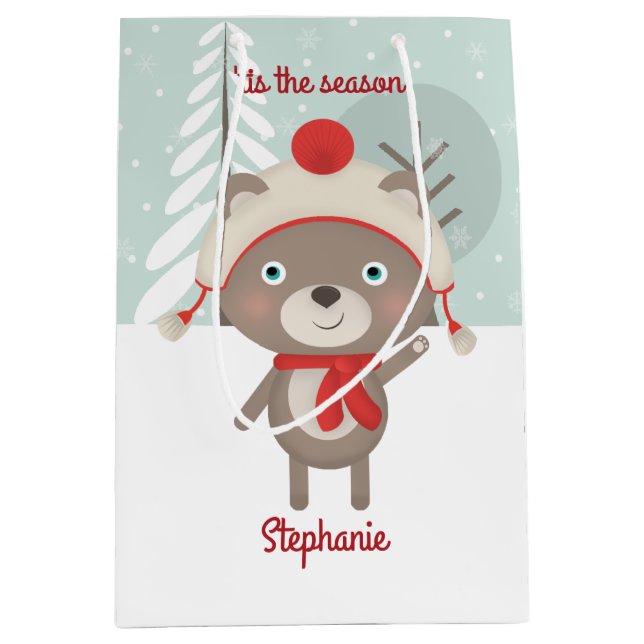 Bolsa De Regalo Mediana Navidades de Woodland Bear (Anverso)