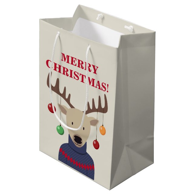 Bolsa De Regalo Mediana Navidades Deer (Angulo Anverso)