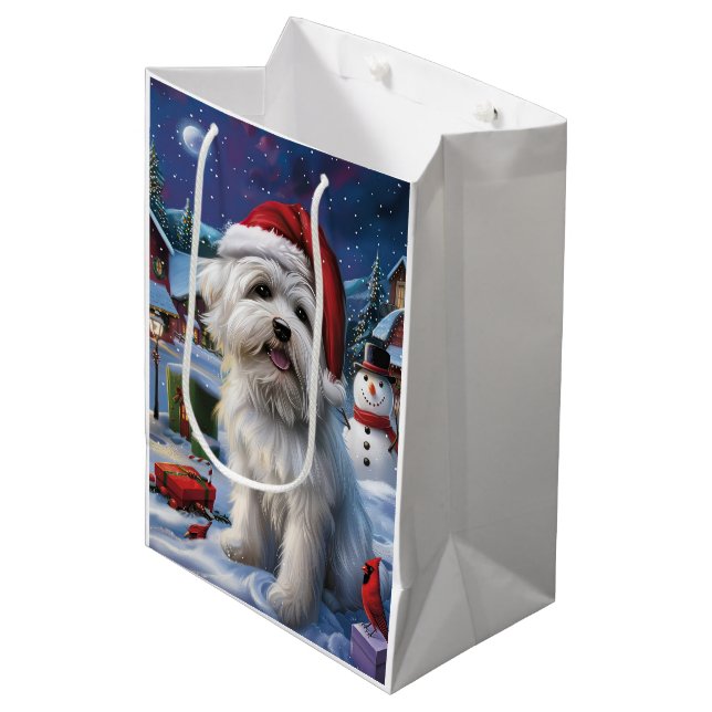 Bolsa De Regalo Mediana Navidades del Coton De Tulear Winter Wonderland (Angulo Anverso)