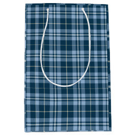 Bolsa De Regalo Mediana Navidades del Farmhouse Vintage Blue Gingham Plaid