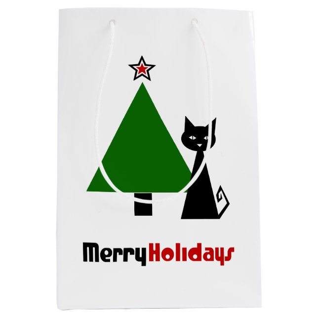 Bolsa De Regalo Mediana Navidades del gato negro (Anverso)