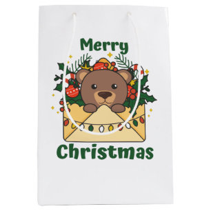 Bolsa De Regalo Mediana Navidades del oso letra animales de invierno osos