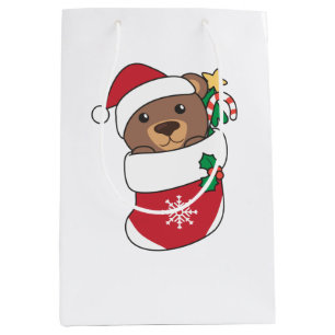Bolsa De Regalo Mediana Navidades del oso nievan a los animales de inviern