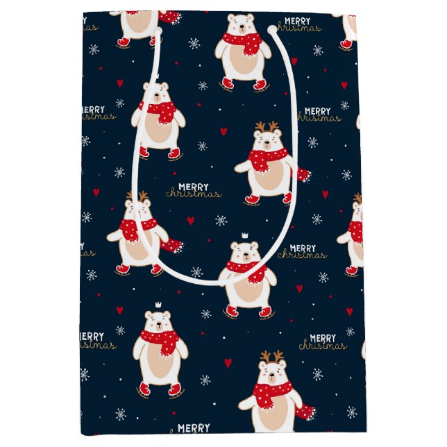 Bolsa De Regalo Mediana Navidades del oso polar (Anverso)