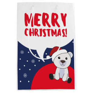 Bolsa De Regalo Mediana Navidades del oso polar niegan a los animales de i