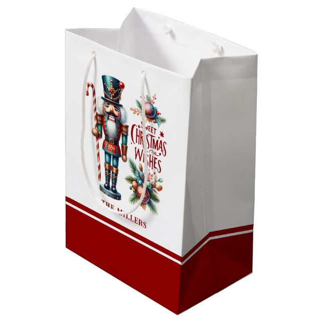 Bolsa De Regalo Mediana Navidades: Deseos de los Navidades de candy cane (Angulo reverso)