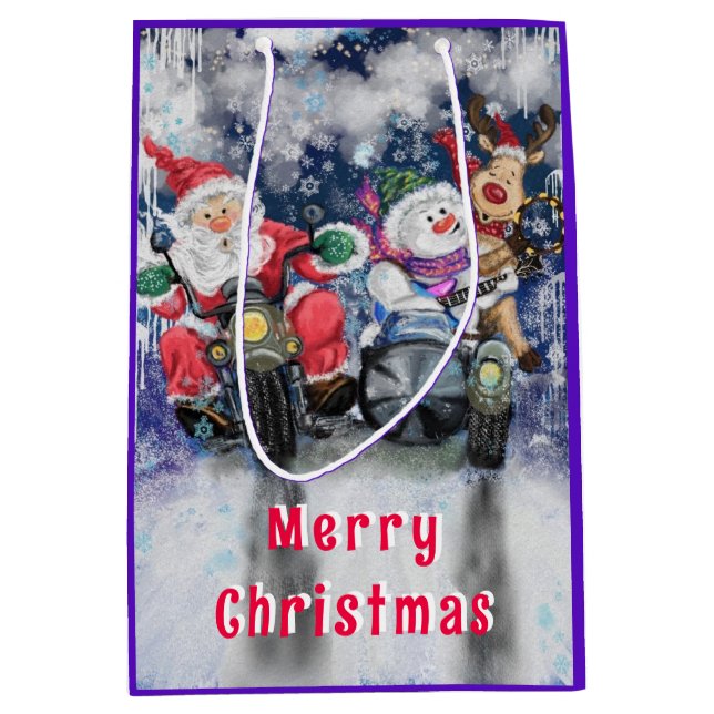 Bolsa De Regalo Mediana Navidades divertidos dan bolso con amigos felices (Anverso)