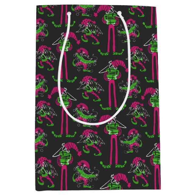 Bolsa De Regalo Mediana Navidades divertidos Elf Gnome (Anverso)