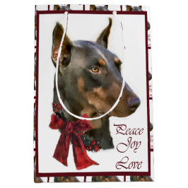 Bolsa De Regalo Mediana Navidades Doberman Pinscher