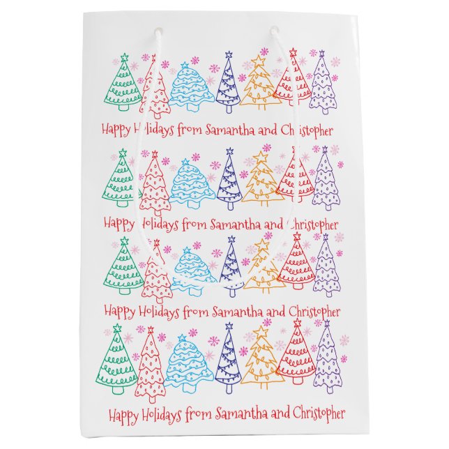 Bolsa De Regalo Mediana Navidades Doodle Festividad Mínima Moderna de Dive (Anverso)