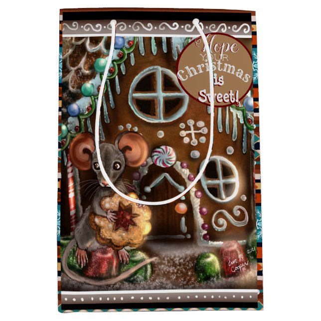 Bolsa De Regalo Mediana Navidades dulces del ratón Gingerbread (Anverso)