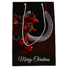 Bolsa De Regalo Mediana Navidades ecuestres colgando foto de herradura