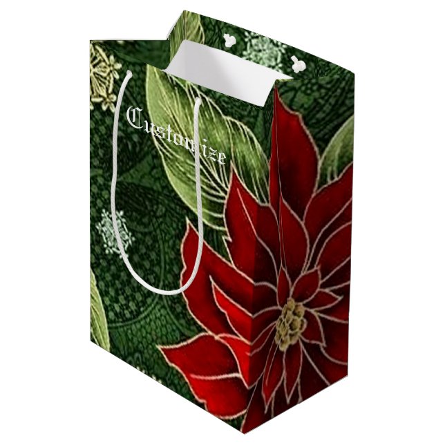 Bolsa De Regalo Mediana Navidades elegantes Poinsettia (Angulo reverso)