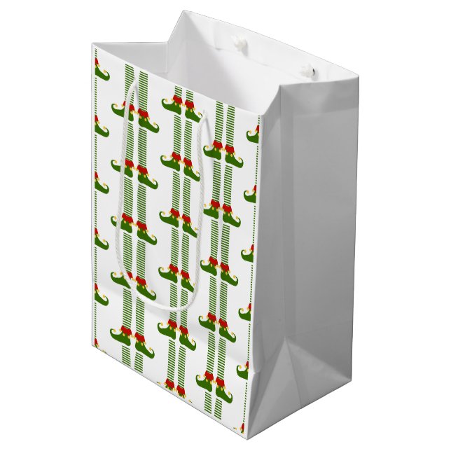 Bolsa De Regalo Mediana Navidades Elves Holiday Pattern Festividad Elf Fun (Angulo Anverso)