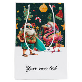 Bolsa De Regalo Mediana Navidades en julio con baile Santa Flamingo