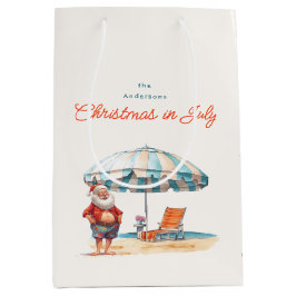 Bolsa De Regalo Mediana Navidades en julio en la playa de Santa Claus
