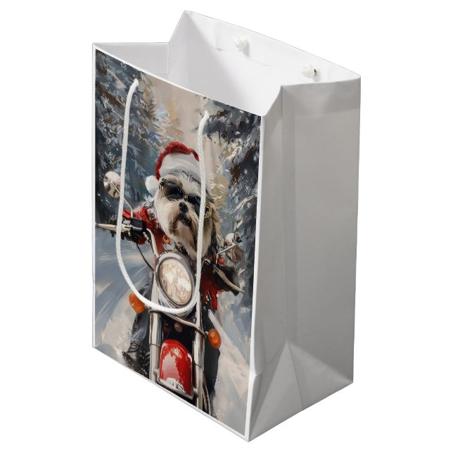 Bolsa De Regalo Mediana Navidades en motocicleta de Malti Tzu (Angulo Anverso)