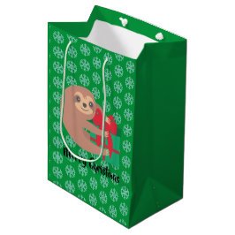 Bolsa De Regalo Mediana Navidades eslovaco con copo de nieve verde regalo