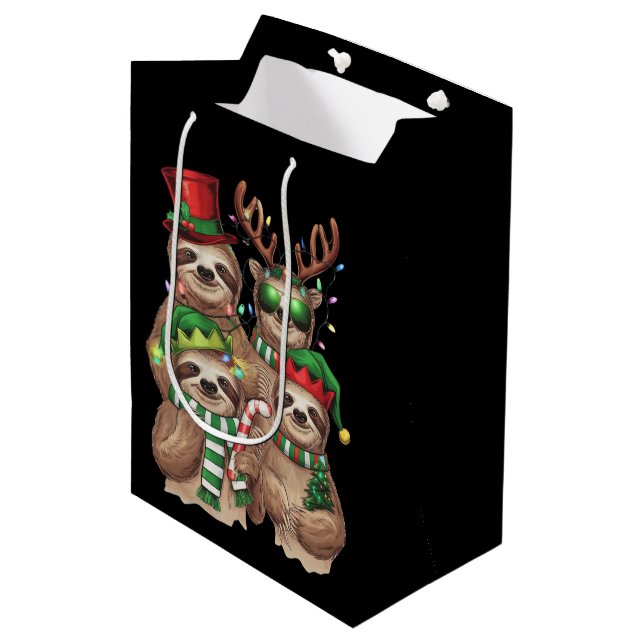 Bolsa De Regalo Mediana Navidades eslovacos Merry Slothmas Sloth Lover Reg (Angulo Anverso)