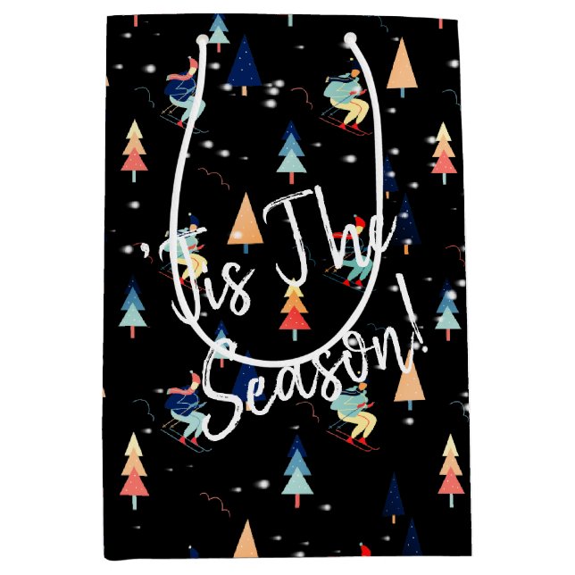 Bolsa De Regalo Mediana Navidades Esquian En Copos De Nieve Con Regalo Med (Anverso)