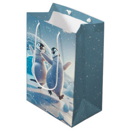 Bolsa De Regalo Mediana Navidades felices bailando pingüinos