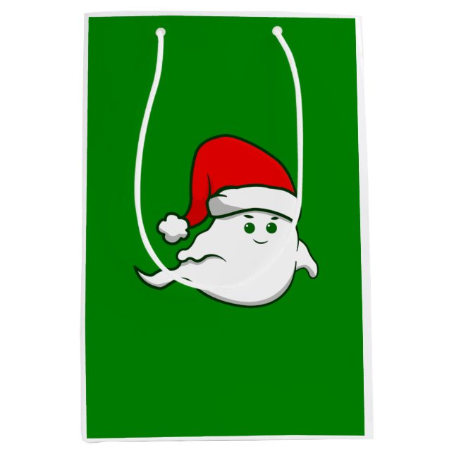 Bolsa De Regalo Mediana navidades feos fantasma espeluznante verde (Anverso)