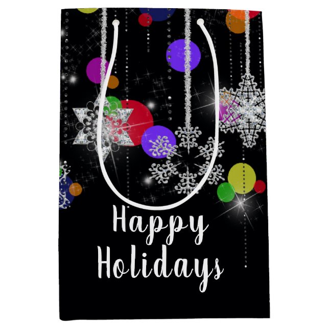 Bolsa De Regalo Mediana Navidades festejan copos de nieve (Anverso)