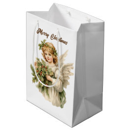 Bolsa De Regalo Mediana Navidades festivos acuarela Ángel agregar texto