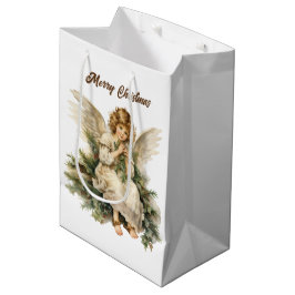 Bolsa De Regalo Mediana Navidades festivos acuarela Ángel agregar texto