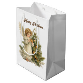 Bolsa De Regalo Mediana Navidades festivos acuarela Ángel agregar texto