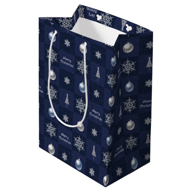 Bolsa De Regalo Mediana Navidades festivos Copos de nieve, ornamentos y ár (Angulo reverso)