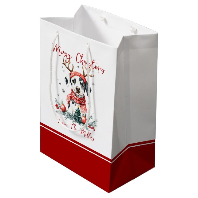 Bolsa De Regalo Mediana Navidades festivos Dalmacia Puppy (Angulo reverso)