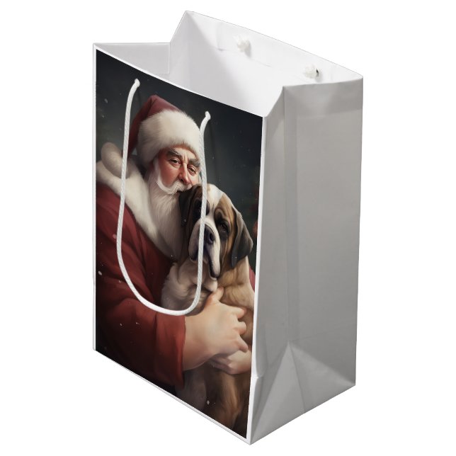 Bolsa De Regalo Mediana Navidades festivos de San Bernardo con Santa Claus (Angulo Anverso)