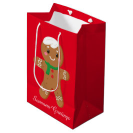 Bolsa De Regalo Mediana Navidades festivos pan de jengibre agregar texto