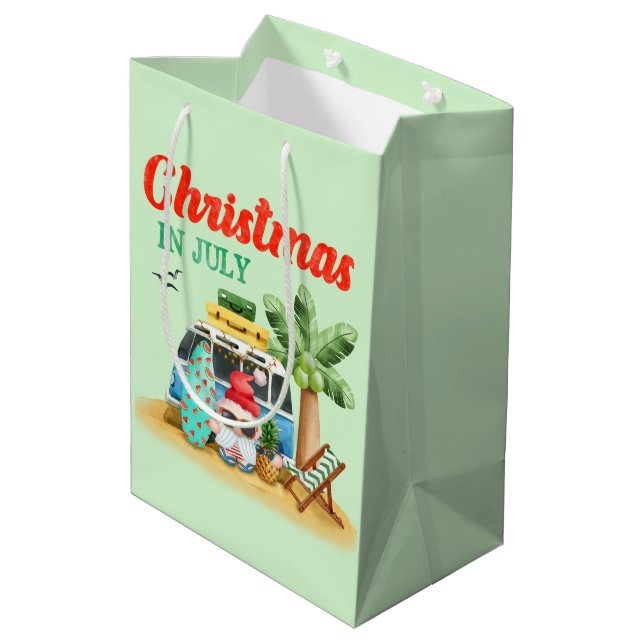 Bolsa De Regalo Mediana Navidades festivos Playa de Julio Santa gnome (Angulo reverso)