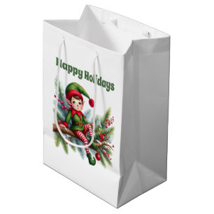 Bolsa De Regalo Mediana Navidades festivos pueden agregar texto