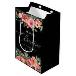 Bolsa De Regalo Mediana Navidades florales Black Moody | Festividad botáni