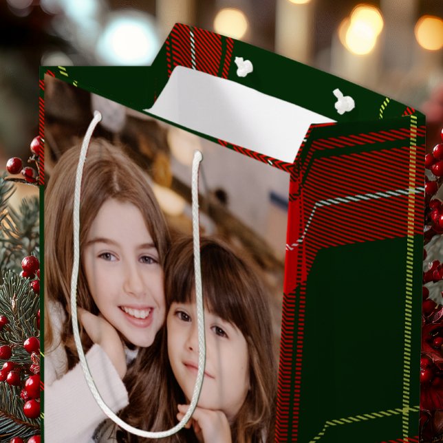 Bolsa De Regalo Mediana Navidades fotográficos clásicos Plaid Two (Subido por el creador)