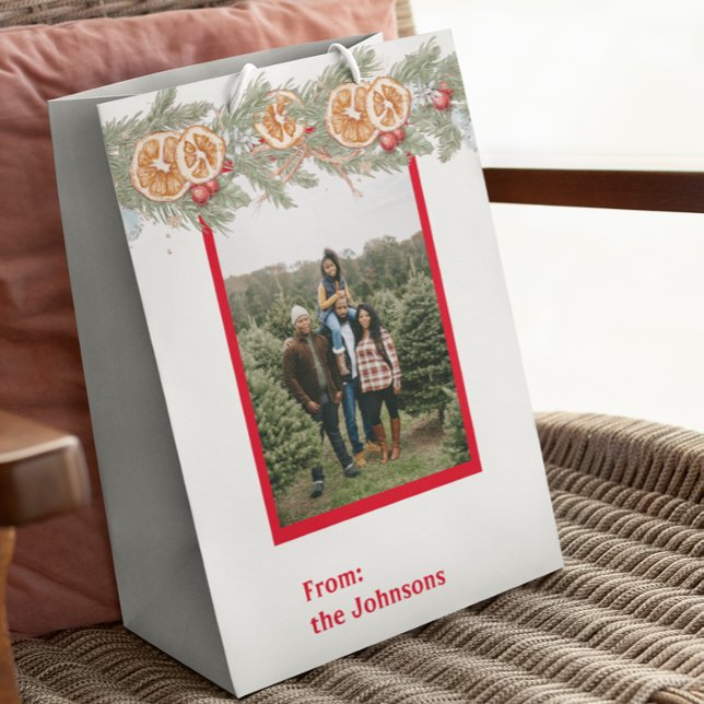 Bolsa De Regalo Mediana Navidades fotográficos personalizados Monograma Pi (Subido por el creador)