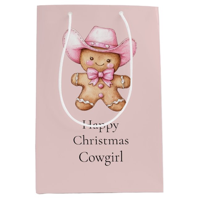 Bolsa De Regalo Mediana Navidades Gingerbread Cowgirl (Anverso)