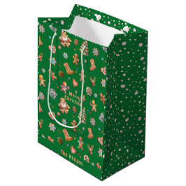Bolsa De Regalo Mediana Navidades Gingerbread Nombre Divertido Verde