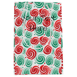 Bolsa De Regalo Mediana Navidades giran rojo, verde y blanco