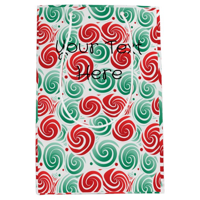 Bolsa De Regalo Mediana Navidades giran rojo, verde y blanco (Anverso)