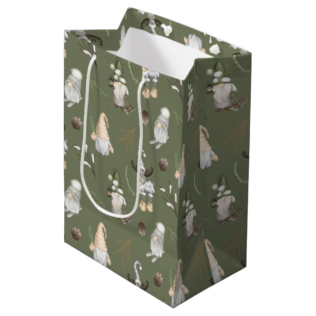 Bolsa De Regalo Mediana Navidades Gnomes Woodland (Angulo Anverso)