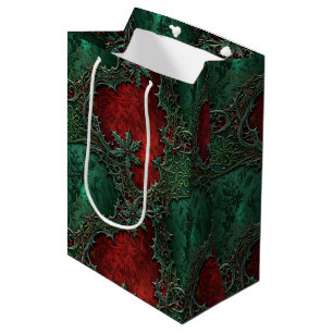 Bolsa De Regalo Mediana Navidades Gothic Gunge Red & Green Holly